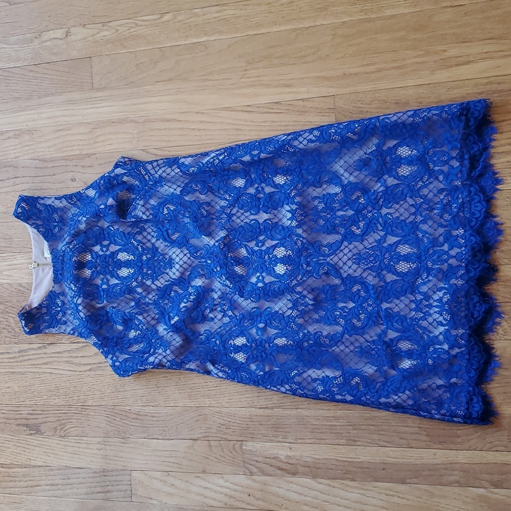 Eliza J cobalt lace overlay dress 4P